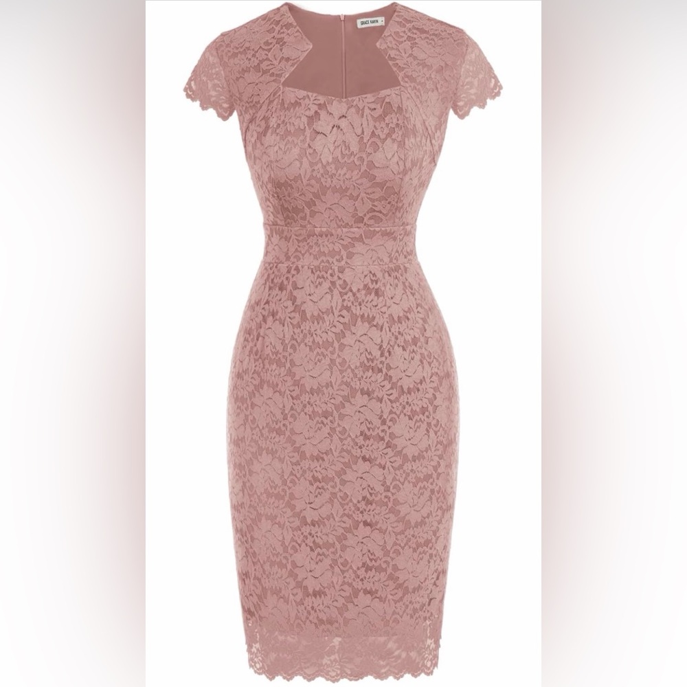 NEW • Elegant Blush Pink Lace Dress